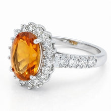 14K White Gold Madeira Citrine And Natural Earth Mined Diamond Ring 22.50 Carats Jewellery