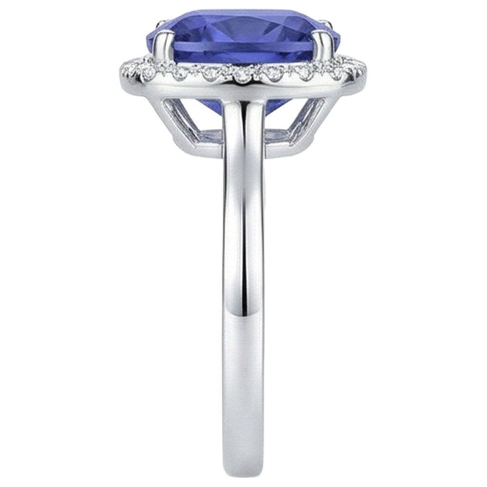 15.25 Ct Cushion Tanzanite With Natural Earth Mined Diamonds Ring Gold 14K