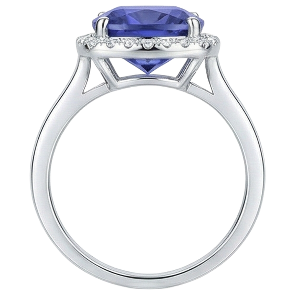 15.25 Ct Cushion Tanzanite With Natural Earth Mined Diamonds Ring Gold 14K