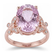 15.50 Carats Oval Cut Pink Kunzite With Natural Earth Mined DIAMOND ( NOT LAB GROWN ) Ring Rose Gold 14K