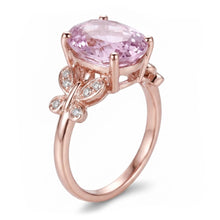 15.50 Carats Oval Cut Pink Kunzite With Natural Earth Mined DIAMOND ( NOT LAB GROWN ) Ring Rose Gold 14K