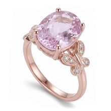 15.50 Carats Oval Cut Pink Kunzite With Natural Earth Mined DIAMOND ( NOT LAB GROWN ) Ring Rose Gold 14K
