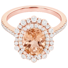 15.50 Ct Morganite With Natural Earth Mined Diamonds Ring Rose Gold 14K