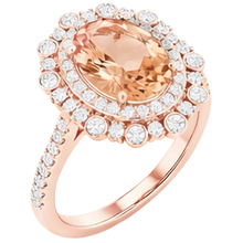 15.50 Ct Morganite With Natural Earth Mined Diamonds Ring Rose Gold 14K