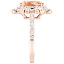 15.50 Ct Morganite With Natural Earth Mined Diamonds Ring Rose Gold 14K