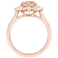 15.50 Ct Morganite With Natural Earth Mined Diamonds Ring Rose Gold 14K