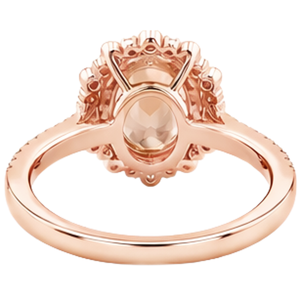 15.50 Ct Morganite With Natural Earth Mined Diamonds Ring Rose Gold 14K