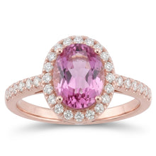 15.80 Carats Prong Set Pink Kunzite And Natural Earth Mined Diamonds Ring Rose Gold 14K