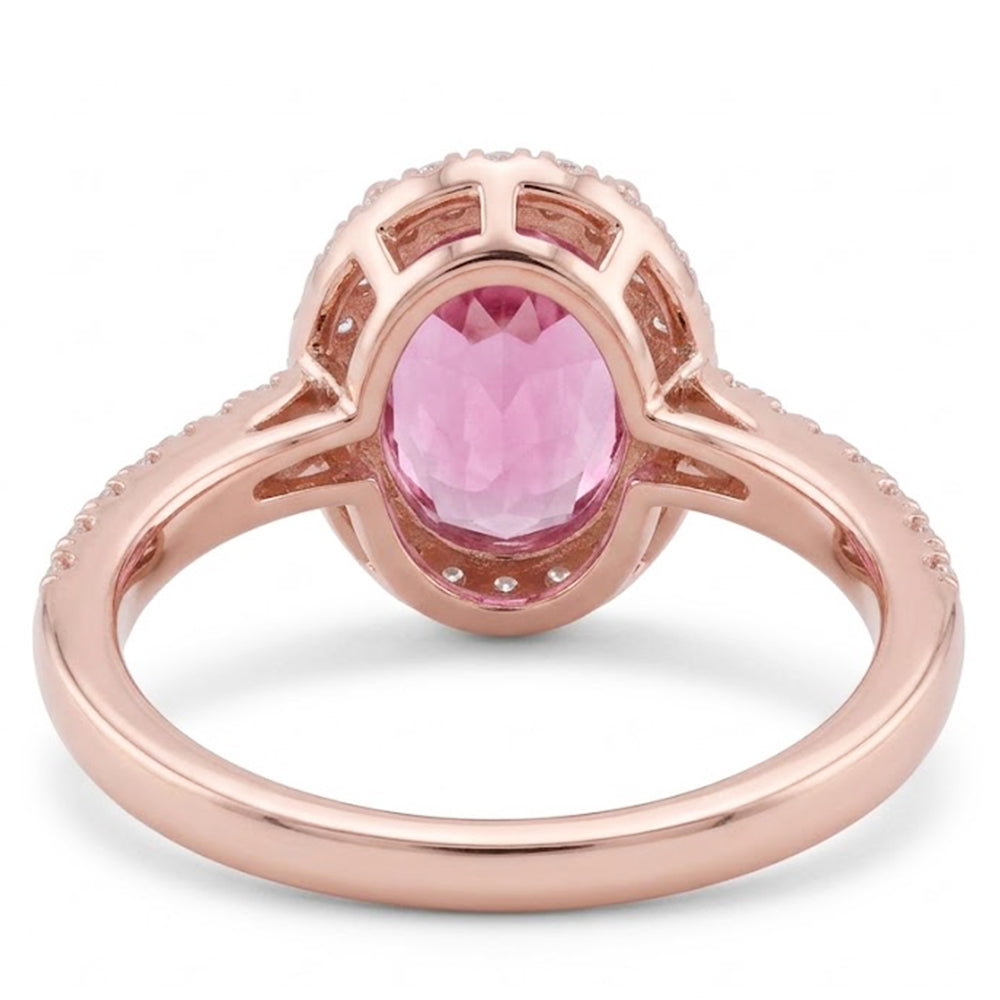 15.80 Carats Prong Set Pink Kunzite And Natural Earth Mined Diamonds Ring Rose Gold 14K