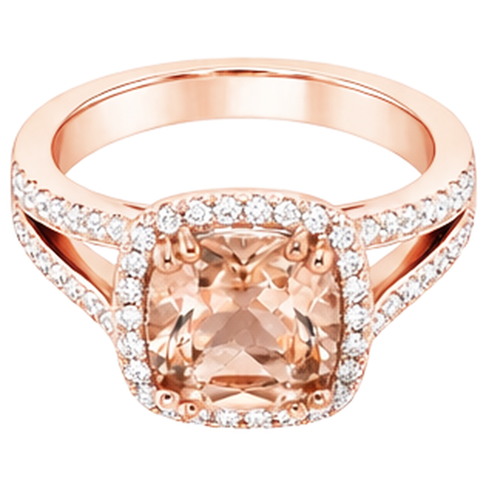 15 Ct Cushion Morganite And Round Natural Earth Mined Diamonds Ring Rose Gold 14K