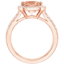 15 Ct Cushion Morganite And Round Natural Earth Mined Diamonds Ring Rose Gold 14K