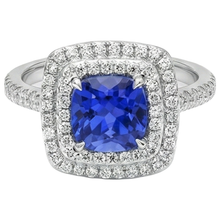 15 Ct Halo Cushion Tanzanite And Natural Earth Mined Diamonds Ring White Gold 14K