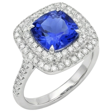 15 Ct Halo Cushion Tanzanite And Natural Earth Mined Diamonds Ring White Gold 14K