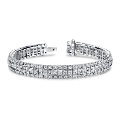 15 Ct Princess And Round Cut Real Diamonds Exquisite Classic Bracelet