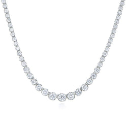 15 Ct Round Cut Sparkling Real Diamonds Ladies Necklace 14K White Gold