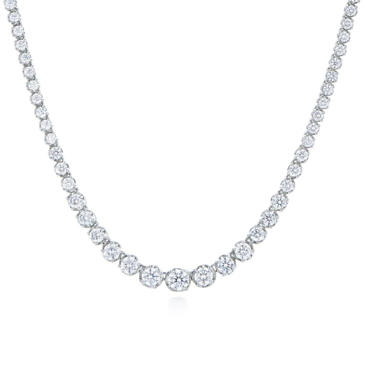 15 Ct Round Cut Sparkling Real Diamonds Ladies Necklace 14K White Gold