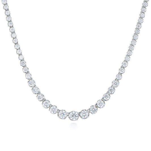 15 Ct Round Cut Sparkling Real Diamonds Ladies Necklace 14K White Gold