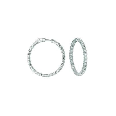 15 Pointer Hoop Earrings/Patented Genuine Snap Lock 8.01 Carats 14K White