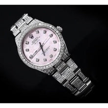 15 Ct. Custom Diamond Dial And Bezel-Rolex Watch Ss Air King