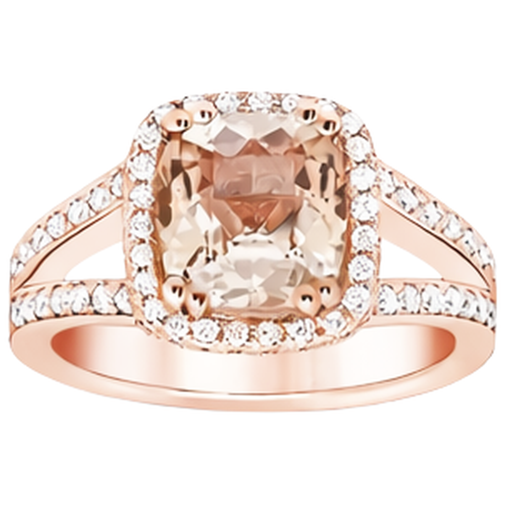 16.75 Ct Morganite And Natural Earth Mined Diamonds Fancy Ring Rose Gold 14K