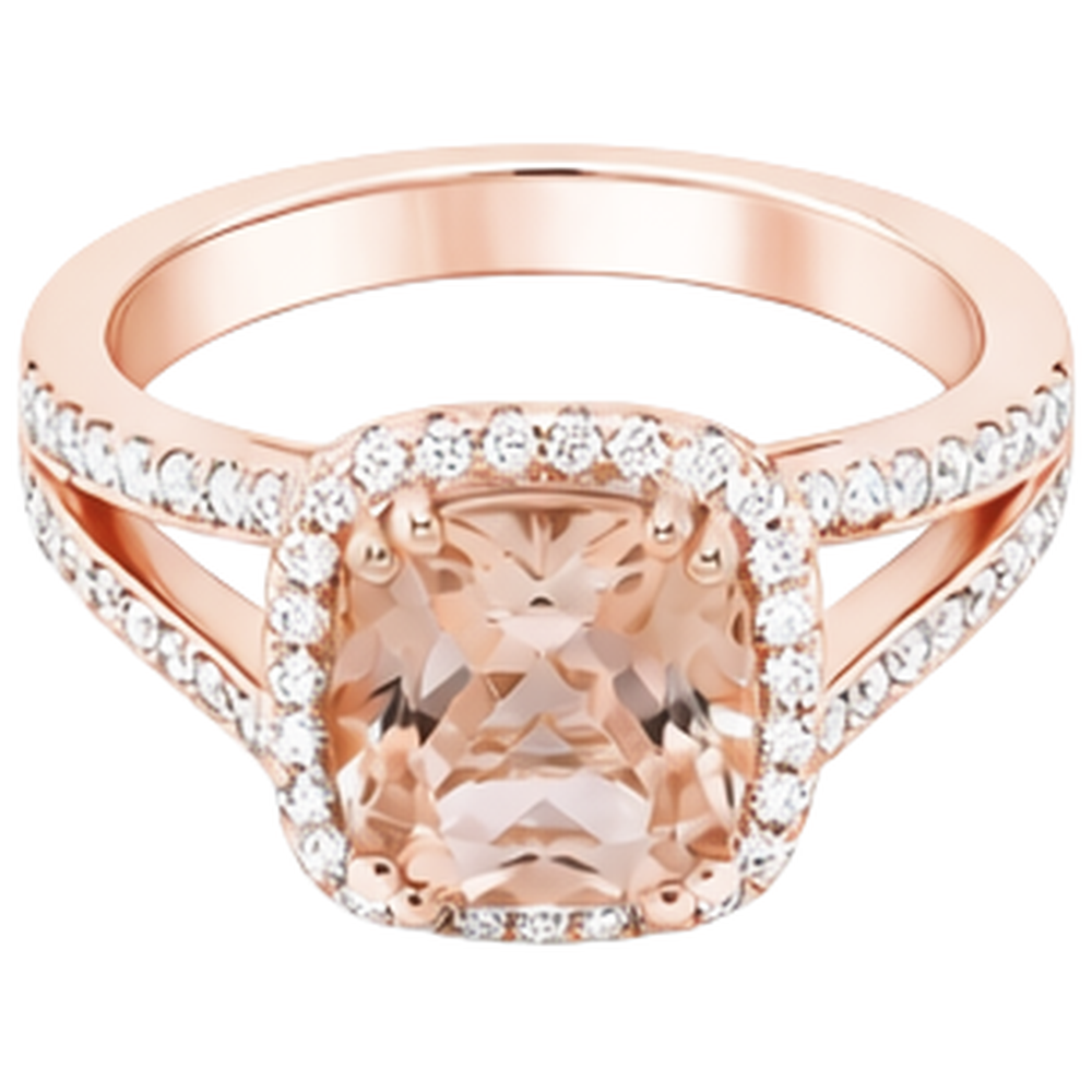 16.75 Ct Morganite And Natural Earth Mined Diamonds Fancy Ring Rose Gold 14K