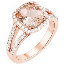 16.75 Ct Morganite And Natural Earth Mined Diamonds Fancy Ring Rose Gold 14K