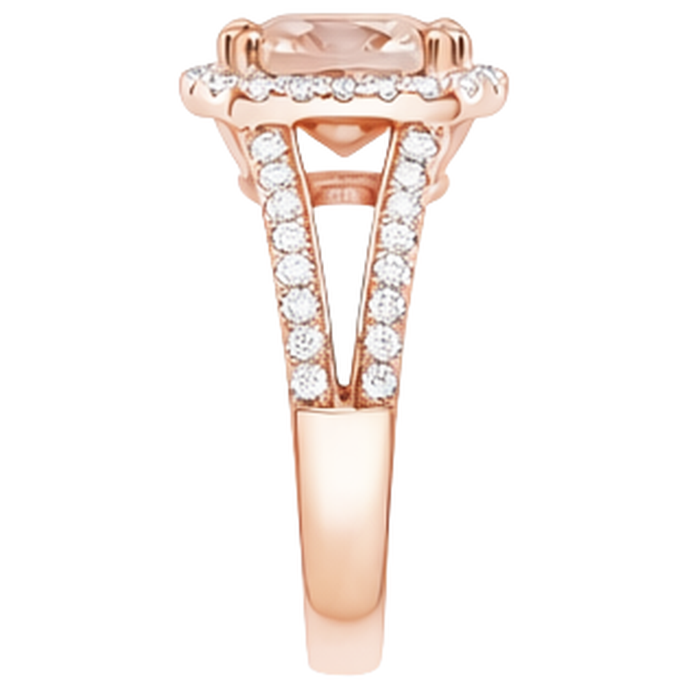 16.75 Ct Morganite And Natural Earth Mined Diamonds Fancy Ring Rose Gold 14K