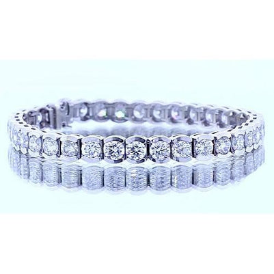16.45 Carats Round Diamond Genuine Tennis Bracelet White Gold 14K