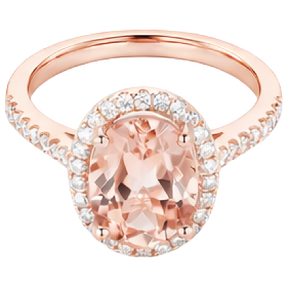 natural round morganite 17.15ct ring close up detail