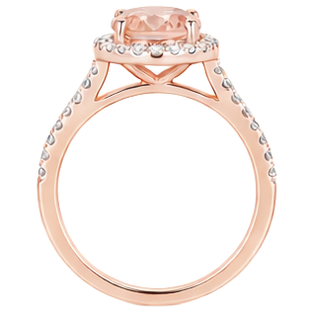 natural round morganite 17.15ct ring with diamond accents