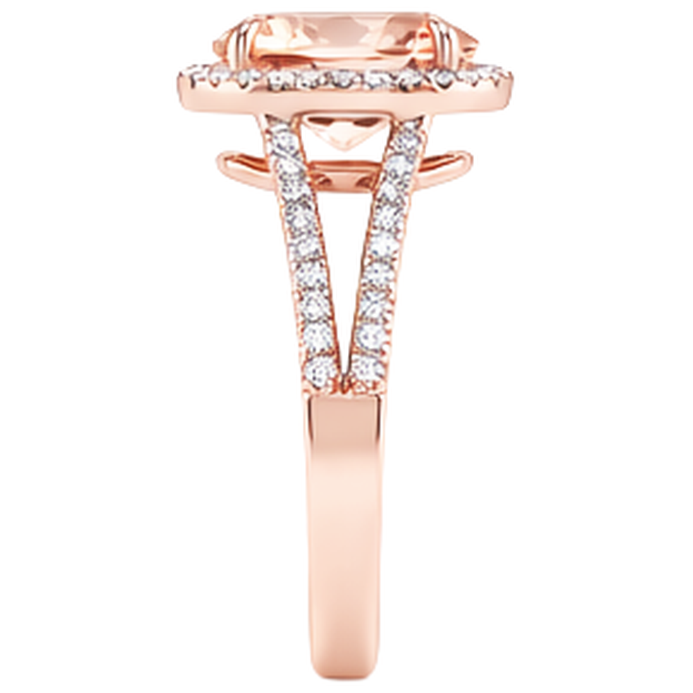 17.25 Ct Oval And Round Cut Morganite With Natural Earth Mined Diamonds Ring Rose Gold
