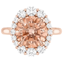 17.75 Ct Morganite And Natural Earth Mined Diamonds Ring 14K Gold Rose