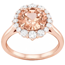 17.75 Ct Morganite And Natural Earth Mined Diamonds Ring 14K Gold Rose