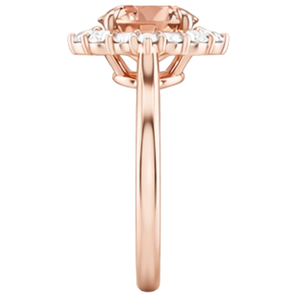 17.75 Ct Morganite And Natural Earth Mined Diamonds Ring 14K Gold Rose