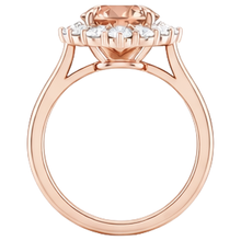 17.75 Ct Morganite And Natural Earth Mined Diamonds Ring 14K Gold Rose