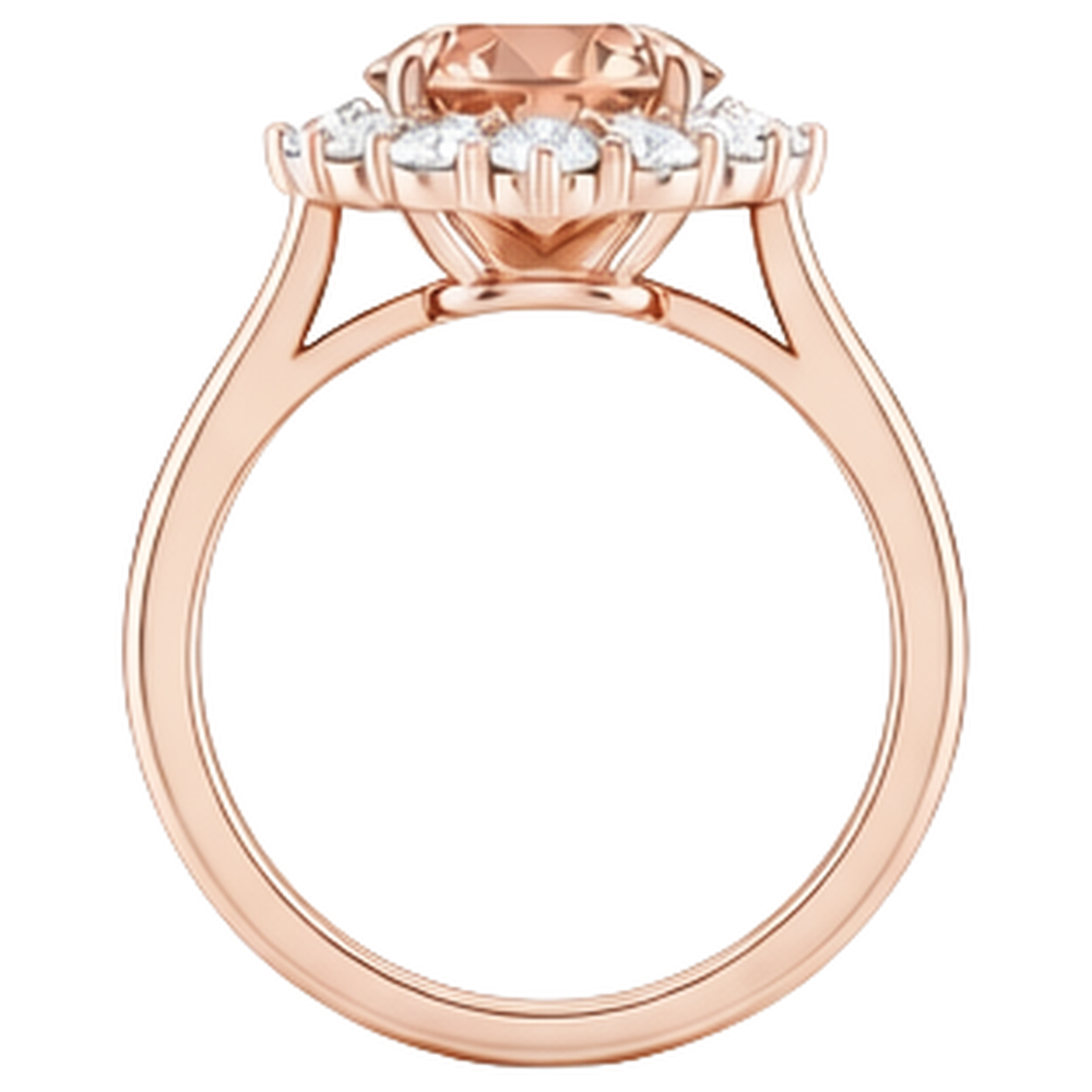 17.75 Ct Morganite And Natural Earth Mined Diamonds Ring 14K Gold Rose