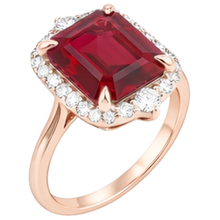17 Carats Big Asscher Shaped Red Ruby And Natural Earth Mined DIAMOND ( NOT LAB GROWN ) Ring Gold 14K