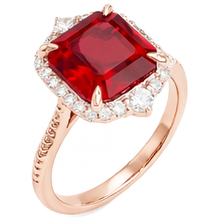 17 Carats Big Asscher Shaped Red Ruby And Natural Earth Mined DIAMOND ( NOT LAB GROWN ) Ring Gold 14K