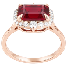 17 Carats Big Asscher Shaped Red Ruby And Natural Earth Mined DIAMOND ( NOT LAB GROWN ) Ring Gold 14K