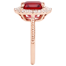 17 Carats Big Asscher Shaped Red Ruby And Natural Earth Mined DIAMOND ( NOT LAB GROWN ) Ring Gold 14K