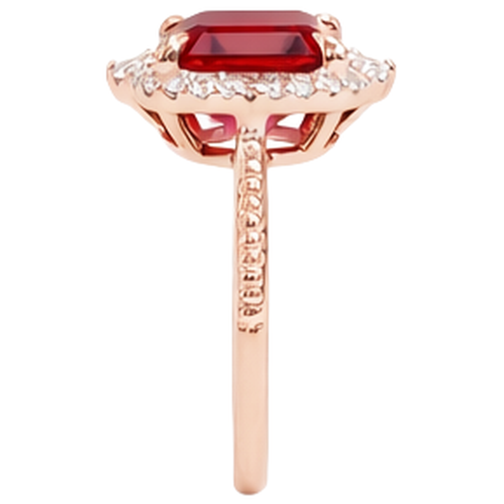 17 Carats Big Asscher Shaped Red Ruby And Natural Earth Mined DIAMOND ( NOT LAB GROWN ) Ring Gold 14K