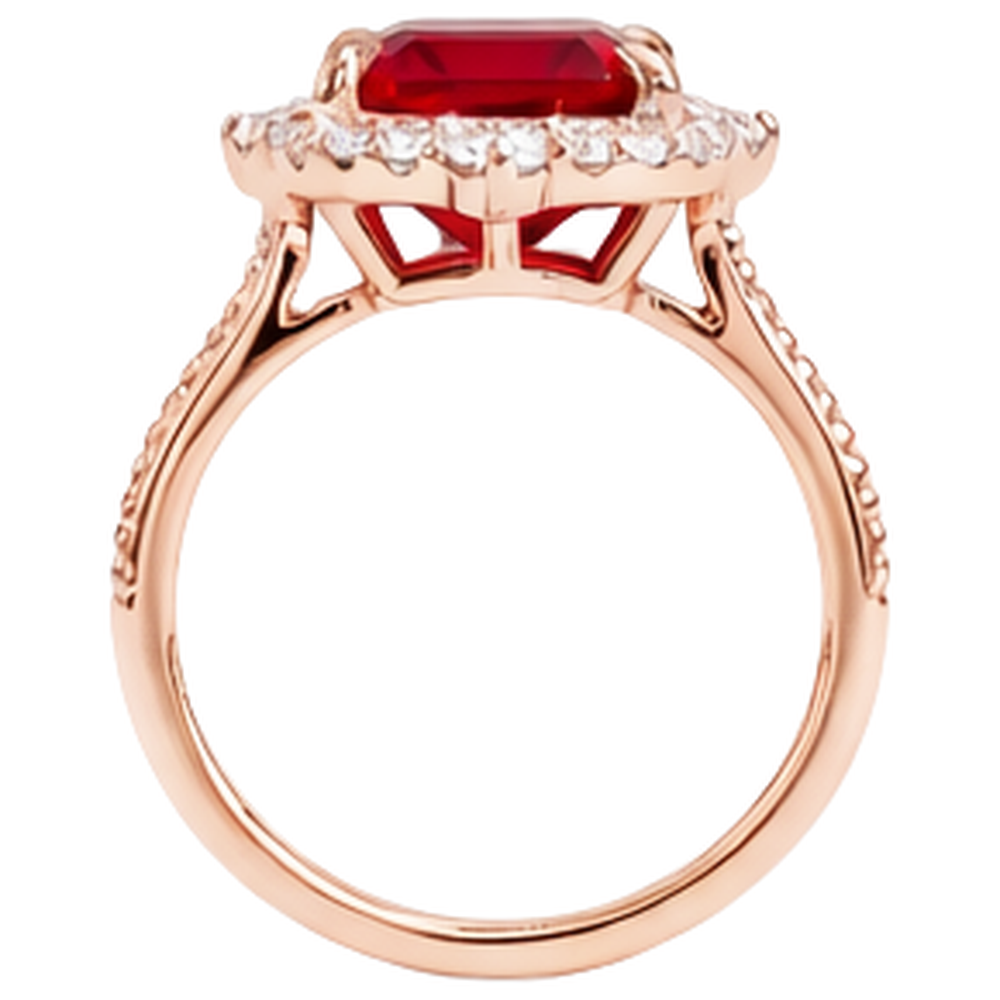 17 Carats Big Asscher Shaped Red Ruby And Natural Earth Mined DIAMOND ( NOT LAB GROWN ) Ring Gold 14K