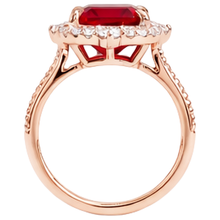 17 Carats Big Asscher Shaped Red Ruby And Natural Earth Mined DIAMOND ( NOT LAB GROWN ) Ring Gold 14K