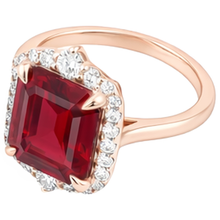17 Carats Big Asscher Shaped Red Ruby And Natural Earth Mined DIAMOND ( NOT LAB GROWN ) Ring Gold 14K