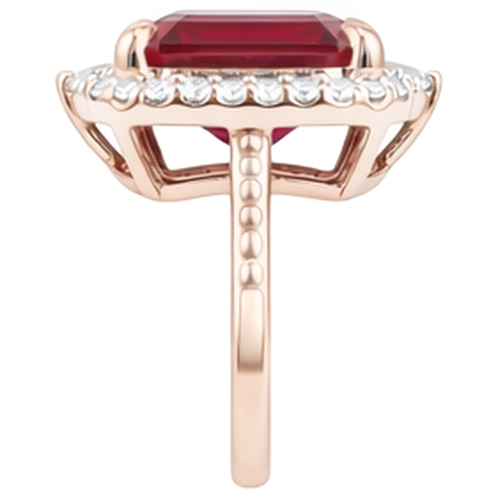 17 Carats Big Asscher Shaped Red Ruby And Natural Earth Mined DIAMOND ( NOT LAB GROWN ) Ring Gold 14K