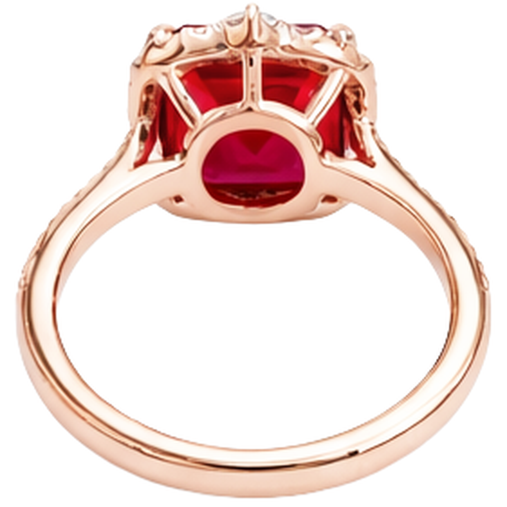 17 Carats Big Asscher Shaped Red Ruby And Natural Earth Mined DIAMOND ( NOT LAB GROWN ) Ring Gold 14K