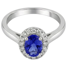 17 Carats Oval Tanzanite With Round Natural Earth Mined Diamonds Ring Gold White 14K