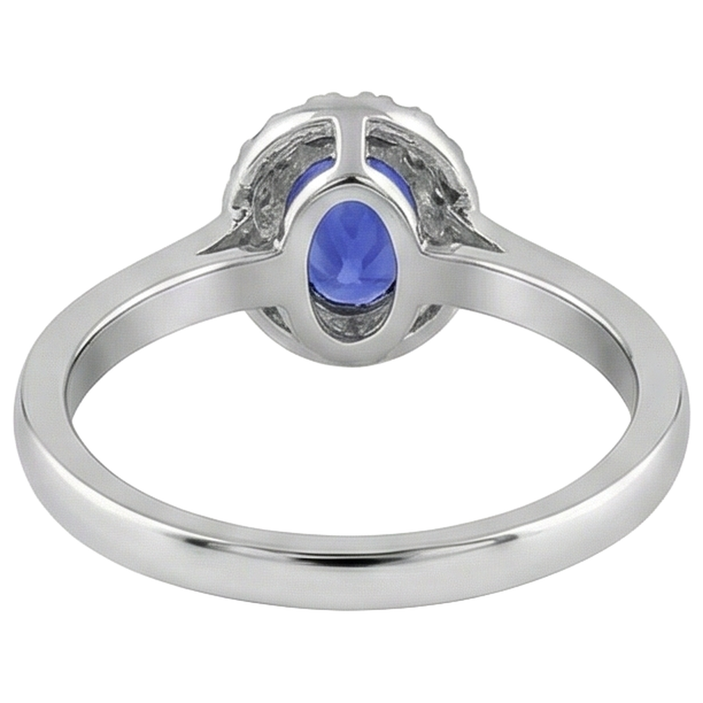 17 Carats Oval Tanzanite With Round Natural Earth Mined Diamonds Ring Gold White 14K