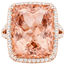 17 Ct Morganite And Natural Earth Mined Diamonds Anniversary Ring Gold Rose 14K