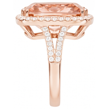 17 Ct Morganite And Natural Earth Mined Diamonds Anniversary Ring Gold Rose 14K